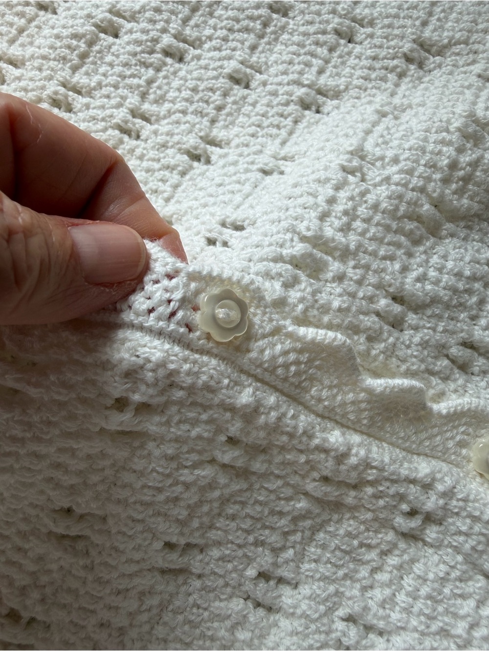 J. Crew Factory Scalloped Pointelle 100% Cotton Cardigan. Cottagecore. Crochet. - Picture 7 of 7